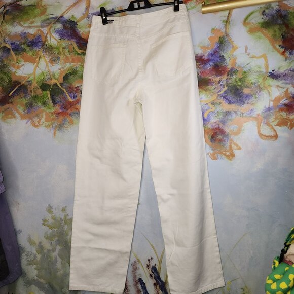 White Future Collective High-Waisted Straight Leg Jeans with cutout front pocket - Picture 3 of 8